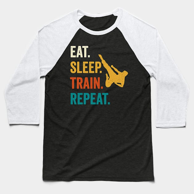 Eat Sleep Karate Repeat Karate Baseball T-Shirt by MzumO